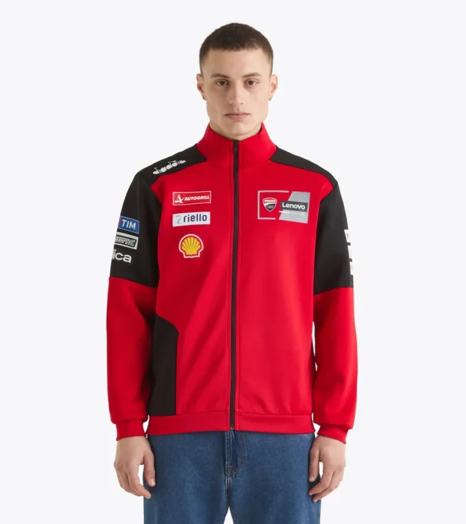 Full-Zip Ducati Replica Mgp25 Sportliches Ducati 2025 MotoGP Replica Sweatshirt mit durchgehendem Reißverschluss
