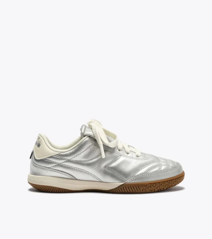 Goldfarbene Indoor Metallic Terrace Sneakers aus laminiertem Leder