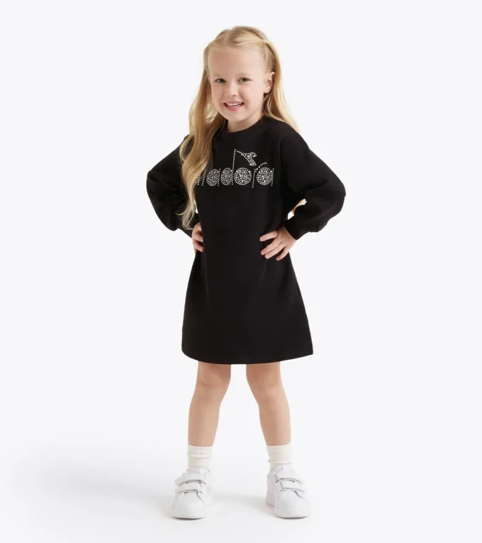 Jg. Dress Rhinestone Td Fleecegefüttertes Kleid – Mädchen